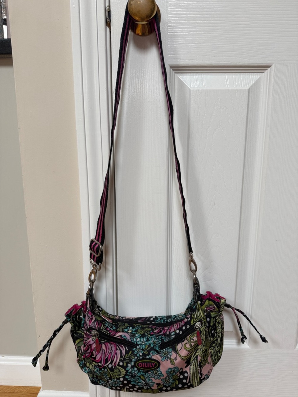 Oilily Floral Crossbody Bag - Bold Boho Print, Adjustable Strap - Picture 9 of 11